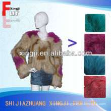 top quality women fur garment dyed color knitted raccoon coat